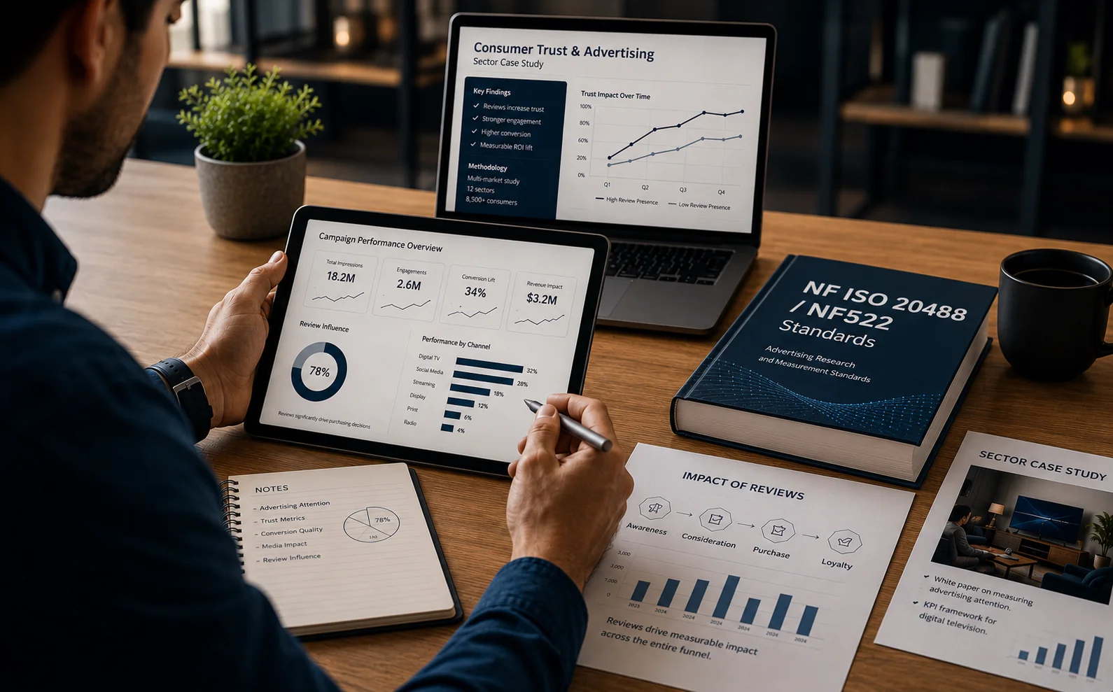 Analytics dashboard on tablet